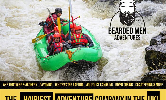 Bearded men adventures, White water rafting town falls Llangollen